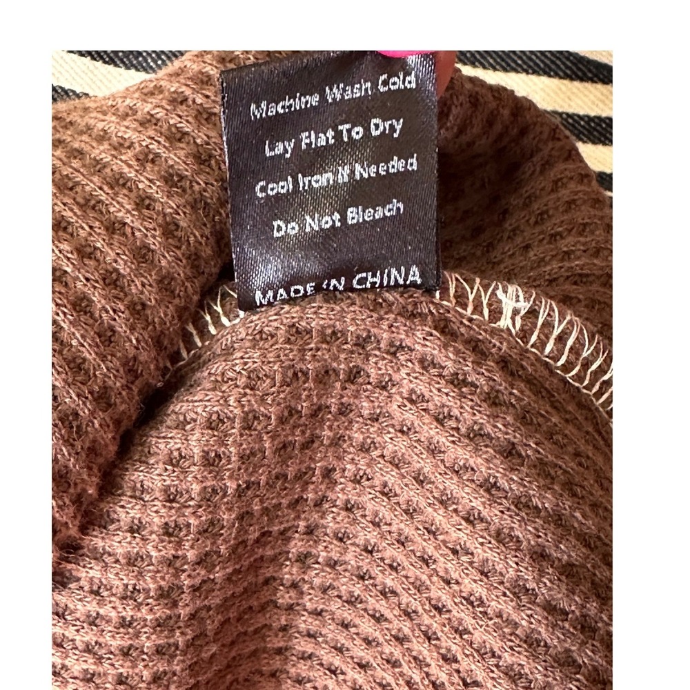 POL NWT Striped Waffle Knit Patchwork Button‎ Up … - image 13